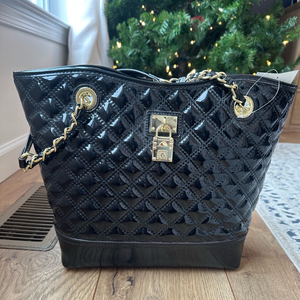 NWT - Black Quilted Tote Bag